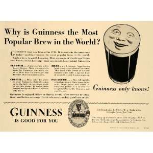  1937 Ad Why Guinness is Most Popular Brew in World Beer 