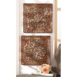 Embossed Wall Decor Panels in Tuscan Red and Brown 