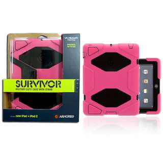 GRIFFIN SURVIVOR MILITARY DUTY CASE WITH STAND PINK IPAD 3 AND IPAD 2 
