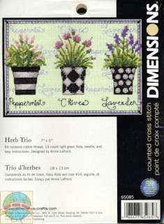 Cross Stitch Kit ~ Herb Trio Pots Garden Potted Herbs  