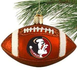  Florida State Seminoles (FSU) Glass Football Ornament 