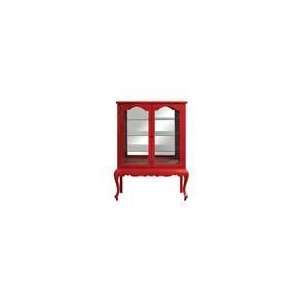  Red MDF & Glass Curio Cabinet w/ Mirror: Home & Kitchen