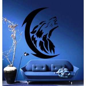  Wolfs Howl to the Moon Tribal Animal Design Wall Mural 