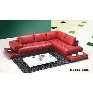  Leather Sectional Sofa Set   5 Piece in Red Leather 