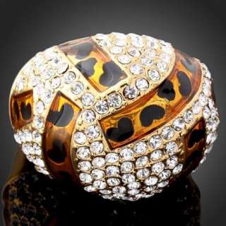 Leopard Dots Swarovski Crystals Gold GP ARINNA Ring  