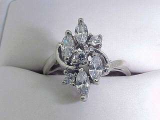 14k White Gold Cluster Marquese Cocktail Ring Size 7  