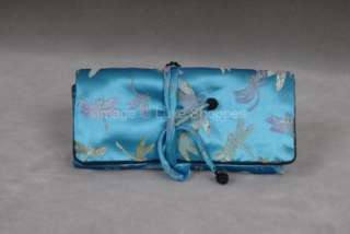New Oriental Satin Jewelry Travel Pouch Roll Case Bag  
