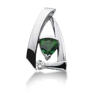  2 Ct Emerald Pendant Triangle Prong Fashion Chain 14k 