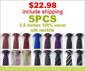 100% Woven Silk Necktie 4 Tie   Black Checked T150  