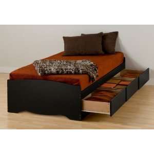   Collection Twin XL Size Platform Storage Bed in Black: Home & Kitchen