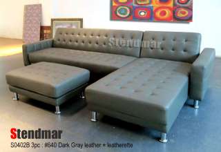 MODERN LEATHER SECTIONAL SLEEP SOFA WITH KING BED  