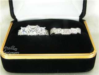 56ct antiqueprincess 3 stone wedding ring set size 4½
