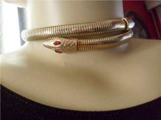 Vintage Rattle Snake Red Rhinestone Choker Necklace  