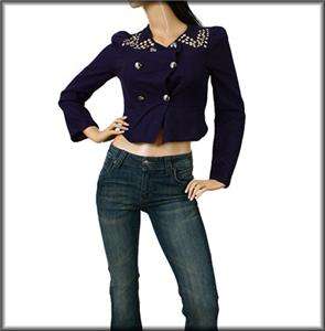 W72 – JANE Slim Wool Military Studded Jacket Dress Top  