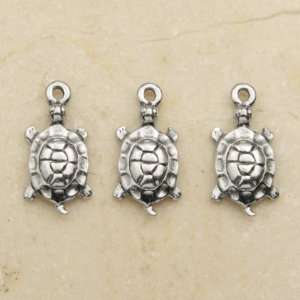    TURTLE Silver Plated PEWTER Charms LOT OF 3: Home & Kitchen
