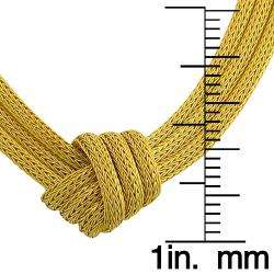   Yellow Gold over Silver 3 strand Mesh Knot Necklace  
