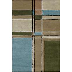   Brown/ Green/ Blue/ Tan Cheri Wool Rug (26 x 76)  Overstock