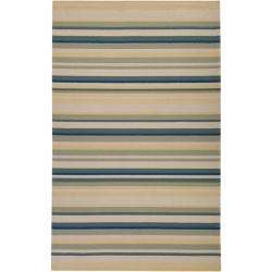 Hand hooked Bliss Pale Yellow Striped Rug (8 x 10)  
