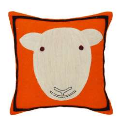 Orange Sheep Wool Decorative Pillow  