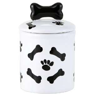   : Creature Comforts Treat Jar   Medium   Black & White: Pet Supplies