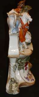 ANTIQUE 1890s GERMAN PORCELAIN FIGURAL MANTEL CLOCK  