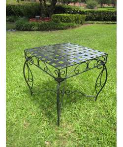 Antique Black Square Iron Side Table  