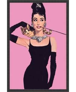 Audrey Hepburn Pink Framed Textured Art  