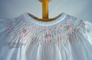 DOLL CLOTHES fits Bitty Baby OMG! SMOCKED DAINTY White DAY GOWN 
