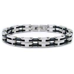 Stainless Steel and Rubber Bike Chain Link Bracelet  