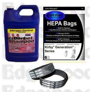 Gallon Kirby Pet Owners Shampoo, 6 HEPA Bags, 2 Belts  