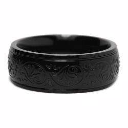 Black plated Stainless Steel Engraved Florentine Band  