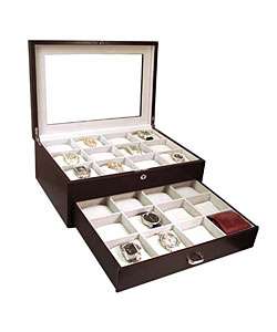 Brown Leather Jewelry Watch Storage Box  