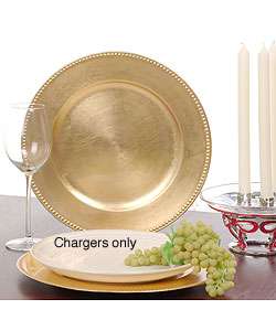 Set of 12   Final Touch Beaded Gold Chargers  