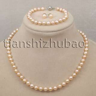 8MM SETS BLACK WHITE PINK FRESH WATER PEARL NECKLACE  