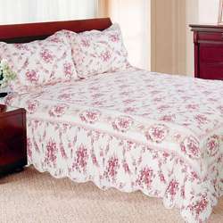   Chic Vintage Rose Cotton Full/ Queen size Quilt Set  Overstock