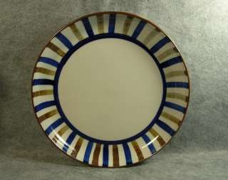 Dansk RADIAL Pottery 13 Low Bowl~Blue & Brown Stripes  