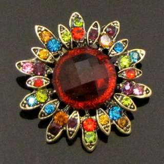   Item  1 pc antiqued rhinestone crystal flower brooch pin