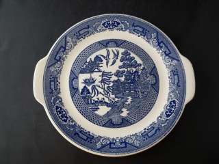   Royal China Blue Willow Ware Handled Cake Plate White Blue  