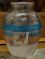   American Navajo Handmade HUMMINGBIRD Horsehair Pottery Vase Urn  