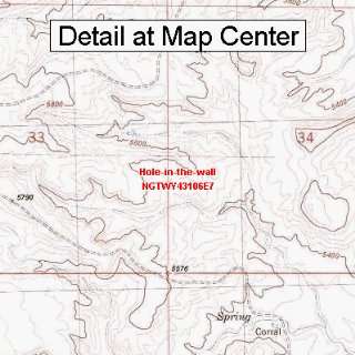 USGS Topographic Quadrangle Map   Hole in the wall, Wyoming (Folded 