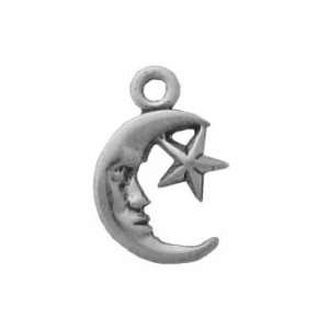  Sterling Silver Charm Pendant Tiny Moon and Star Mini 