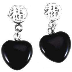 Sterling Silver Black Onyx Earrings (China)  Overstock