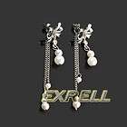   Bow Pearl Earrings Ear Stud Pendant Dangle Gift Jewelry Women  