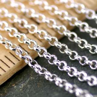 Sterling Silver Plated Brass Necklace Chain Round Link Rolo 