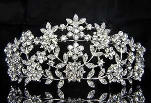 Bridal Wedding crystal Tiara Headband Silver  Party Bridalmaid 
