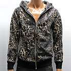 Mens Black Brown Leopard Shiny Plaids Zip Up Hoody Jacket M / Biker 