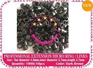 Pre Bond Human Hair Extension Micro Ring Links  D.Brown  
