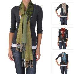 Adi Designs Womens Floral and Bubble Print Fringed Scarf  Overstock 