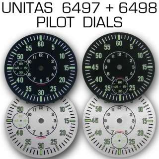 UNITAS PILOT Dials Ø 38 mm, cal. 6497+98, BLACK+SILVER  