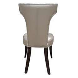Continental Silver Leather Dining Chairs with Nail Head Trimming (Set 
